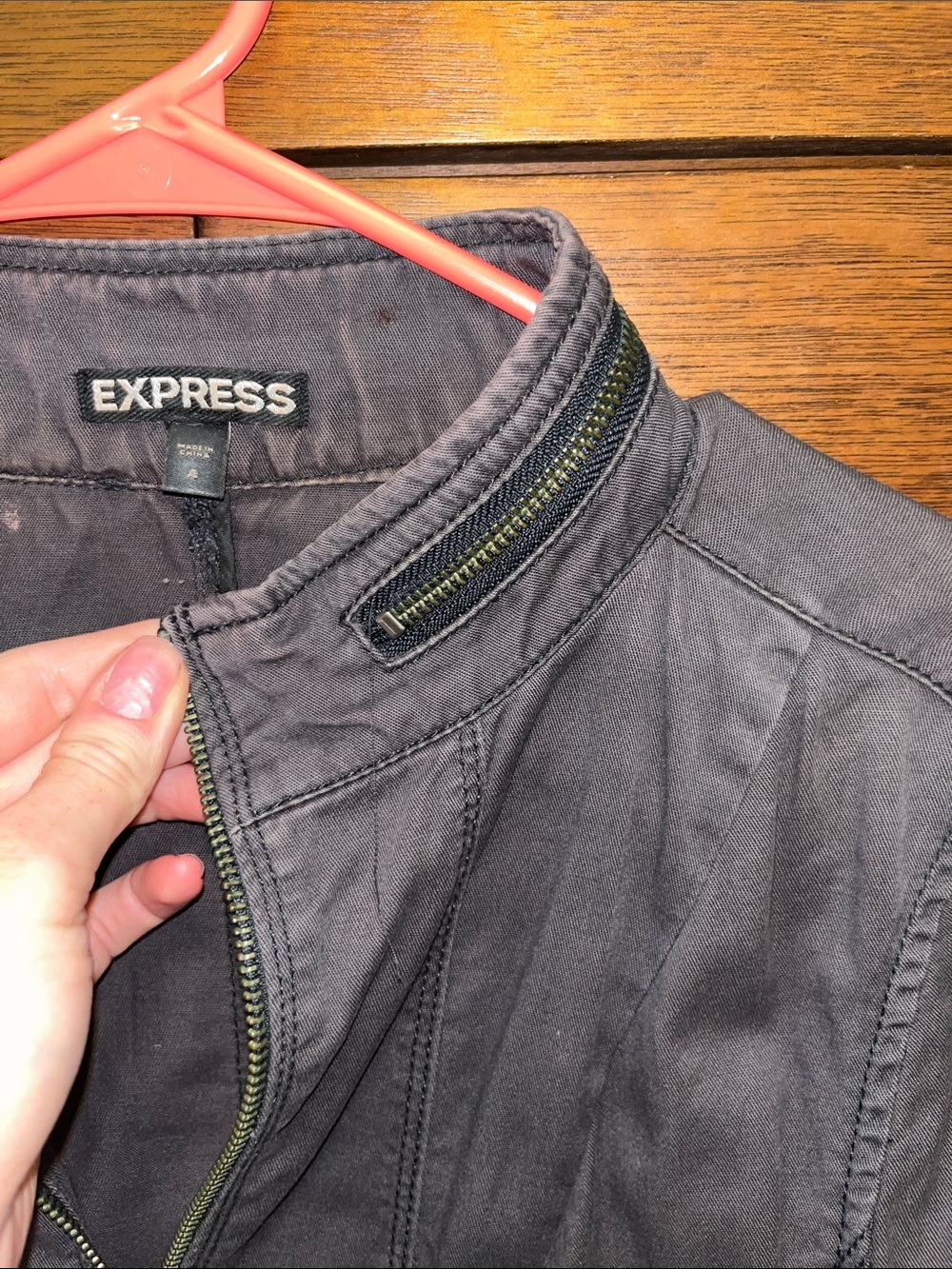 Express Women’s Gray Zip-Front Jacket - Picture 3 of 4
